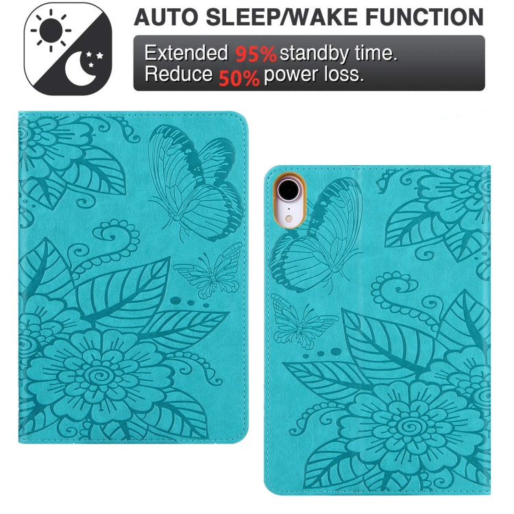 For iPad 2025 / 2022 Butterfly Love Flower Embossed Leather Smart Tablet Case(Blue) - iPad 2025 / 2022 Cases by buy2fix | Online Shopping UK | buy2fix