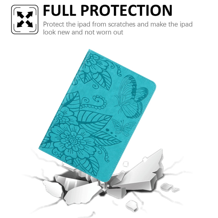 For iPad 2025 / 2022 Butterfly Love Flower Embossed Leather Smart Tablet Case(Blue) - iPad 2025 / 2022 Cases by buy2fix | Online Shopping UK | buy2fix