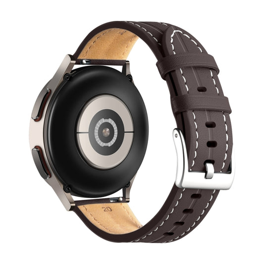 20mm Unusual Fluted Leather Watch Band(Coffee) by buy2fix