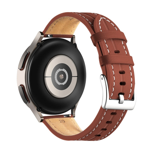 20mm Unusual Fluted Leather Watch Band(Brown) by buy2fix