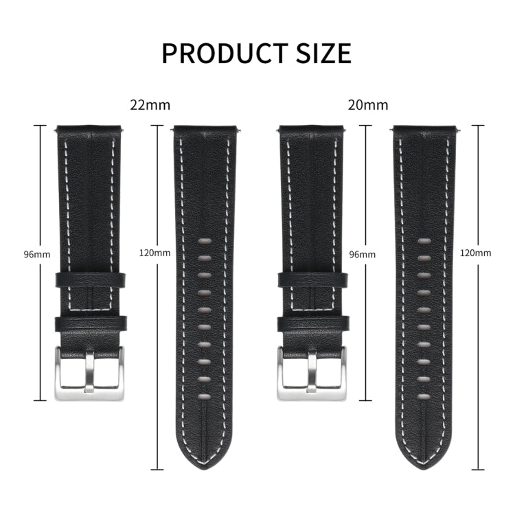 20mm Unusual Fluted Leather Watch Band(Off White) - 20mm Bands by buy2fix | Online Shopping UK | buy2fix