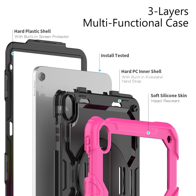 For iPad 2025 / 2022 Silicone + PC Full Body Protection Tablet Case(Black + Rose Red) - iPad 2025 / 2022 Cases by buy2fix | Online Shopping UK | buy2fix
