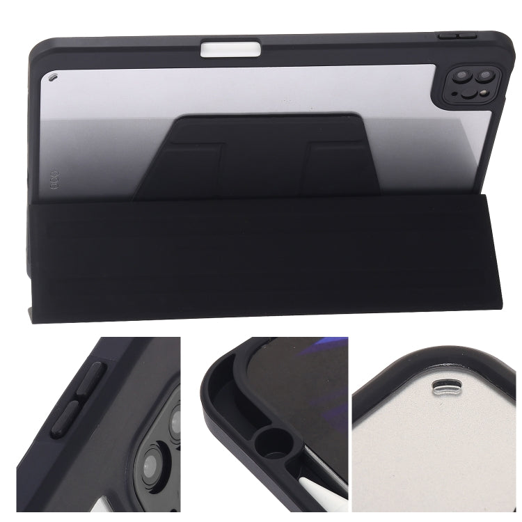 For iPad Pro 11 2022 / 2021 / 2020 / 2018 / Air 2022 / 2020 10.9 3-Fold 360 Rotation Acrylic Leather Smart Tablet Case(Black) - iPad Pro 11 (2022/2021) Cases by buy2fix | Online Shopping UK | buy2fix