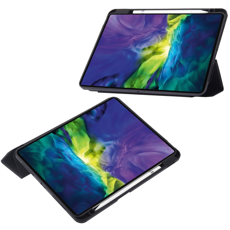 For iPad Pro 11 2022 / 2021 / 2020 / 2018 / Air 2022 / 2020 10.9 3-Fold 360 Rotation Acrylic Leather Smart Tablet Case(Black) - iPad Pro 11 (2022/2021) Cases by buy2fix | Online Shopping UK | buy2fix