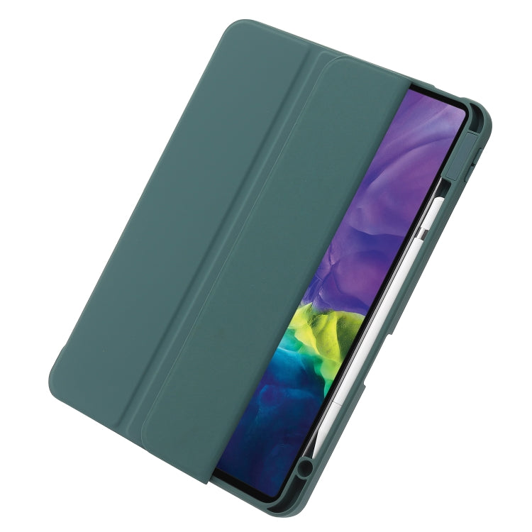 For iPad Pro 11 2022 / 2021 / 2020 / 2018 / Air 2022 / 2020 10.9 3-Fold 360 Rotation Acrylic Leather Smart Tablet Case(Deep Green) - iPad Pro 11 (2022/2021) Cases by buy2fix | Online Shopping UK | buy2fix