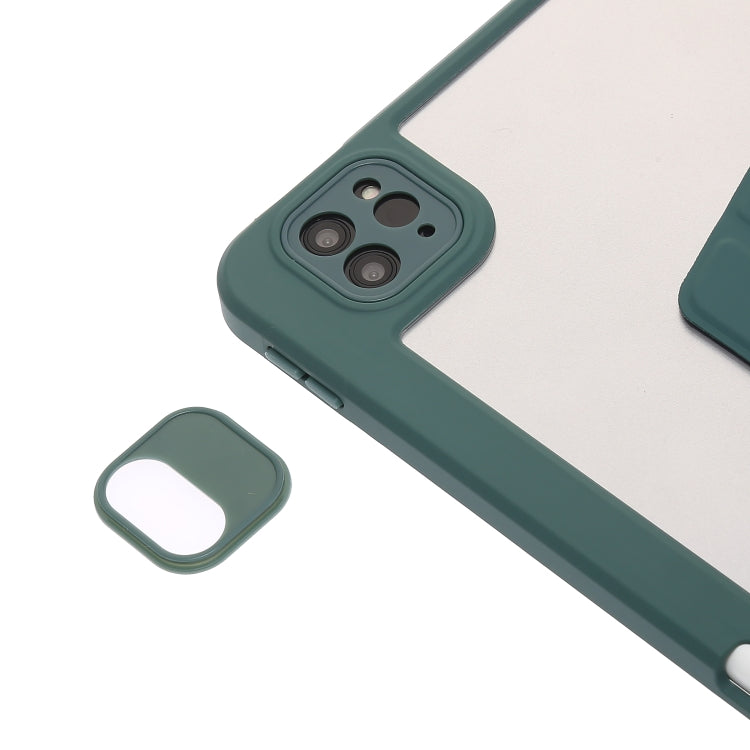 For iPad Pro 11 2022 / 2021 / 2020 / 2018 / Air 2022 / 2020 10.9 3-Fold 360 Rotation Acrylic Leather Smart Tablet Case(Deep Green) - iPad Pro 11 (2022/2021) Cases by buy2fix | Online Shopping UK | buy2fix