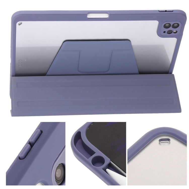 For iPad Air 13 2025 / 2024 / Pro 12.9 2022 3-Fold 360 Rotation Acrylic Leather Smart Tablet Case(Lavender Purple Gray) - iPad Pro 12.9 (2022/2021) Cases by buy2fix | Online Shopping UK | buy2fix