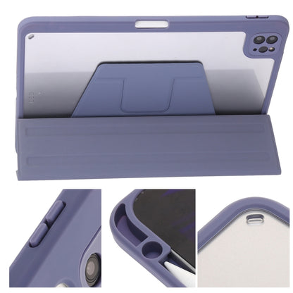 For iPad Air 13 2025 / 2024 / Pro 12.9 2022 3-Fold 360 Rotation Acrylic Leather Smart Tablet Case(Lavender Purple Gray) - iPad Pro 12.9 (2022/2021) Cases by buy2fix | Online Shopping UK | buy2fix