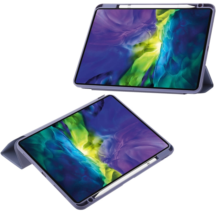 For iPad Air 13 2025 / 2024 / Pro 12.9 2022 3-Fold 360 Rotation Acrylic Leather Smart Tablet Case(Lavender Purple Gray) - iPad Pro 12.9 (2022/2021) Cases by buy2fix | Online Shopping UK | buy2fix