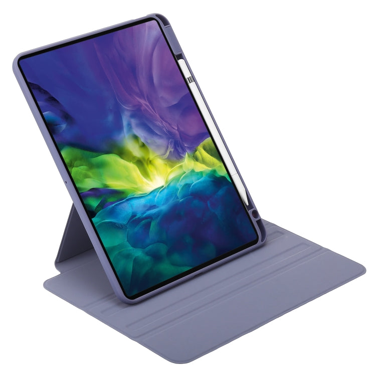 For iPad Air 13 2025 / 2024 / Pro 12.9 2022 3-Fold 360 Rotation Acrylic Leather Smart Tablet Case(Lavender Purple Gray) - iPad Pro 12.9 (2022/2021) Cases by buy2fix | Online Shopping UK | buy2fix