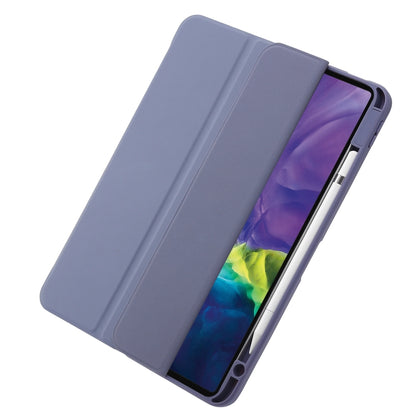 For iPad Air 13 2025 / 2024 / Pro 12.9 2022 3-Fold 360 Rotation Acrylic Leather Smart Tablet Case(Lavender Purple Gray) - iPad Pro 12.9 (2022/2021) Cases by buy2fix | Online Shopping UK | buy2fix