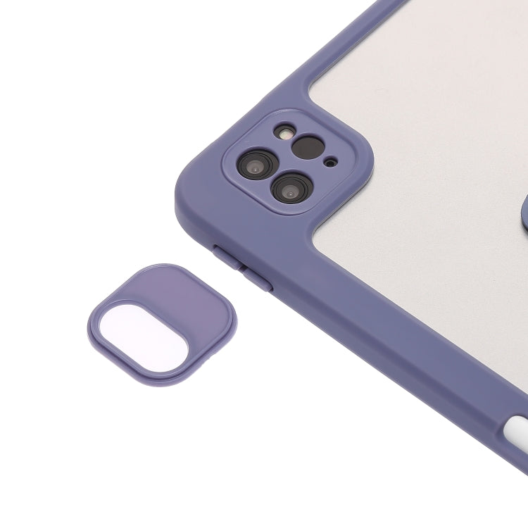 For iPad Air 13 2025 / 2024 / Pro 12.9 2022 3-Fold 360 Rotation Acrylic Leather Smart Tablet Case(Lavender Purple Gray) - iPad Pro 12.9 (2022/2021) Cases by buy2fix | Online Shopping UK | buy2fix