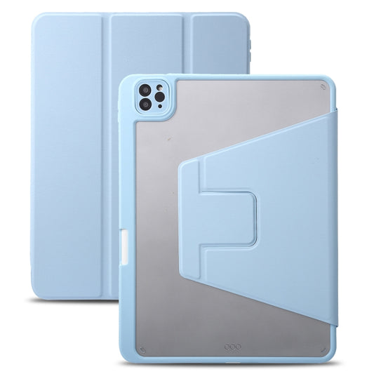 For iPad Air 13 2025 / 2024 / Pro 12.9 2022 3-Fold 360 Rotation Acrylic Leather Smart Tablet Case(Baby Blue) - iPad Pro 12.9 (2022/2021) Cases by buy2fix | Online Shopping UK | buy2fix