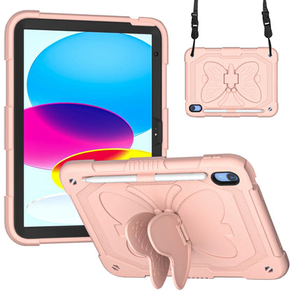 For iPad 2025 / 2022 Butterfly Kickstand Heavy Duty Hard Rugged Tablet Case(Rose Pink) - iPad 2025 / 2022 Cases by buy2fix | Online Shopping UK | buy2fix