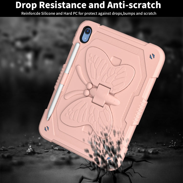 For iPad 2025 / 2022 Butterfly Kickstand Heavy Duty Hard Rugged Tablet Case(Rose Pink) - iPad 2025 / 2022 Cases by buy2fix | Online Shopping UK | buy2fix