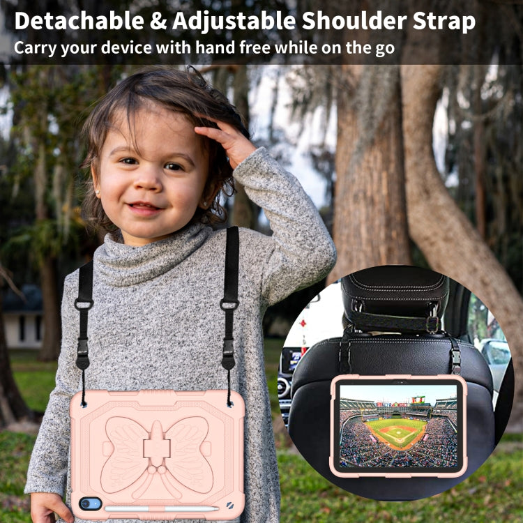 For iPad 2025 / 2022 Butterfly Kickstand Heavy Duty Hard Rugged Tablet Case(Rose Pink) - iPad 2025 / 2022 Cases by buy2fix | Online Shopping UK | buy2fix
