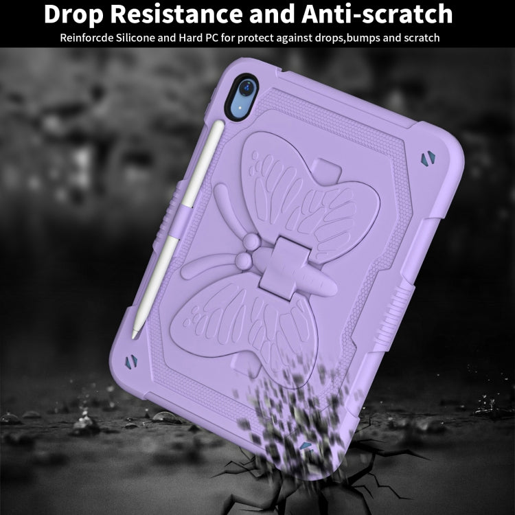 For iPad 2025 / 2022 Butterfly Kickstand Heavy Duty Hard Rugged Tablet Case(Light Purple) - iPad 2025 / 2022 Cases by buy2fix | Online Shopping UK | buy2fix