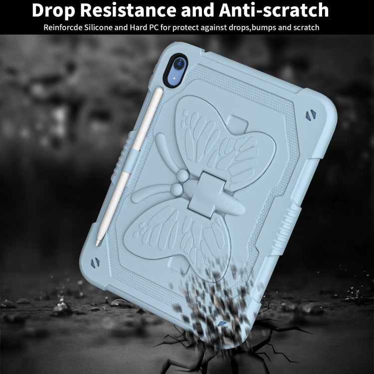 For iPad 2025 / 2022 Butterfly Kickstand Heavy Duty Hard Rugged Tablet Case(Ice Blue) - iPad 2025 / 2022 Cases by buy2fix | Online Shopping UK | buy2fix