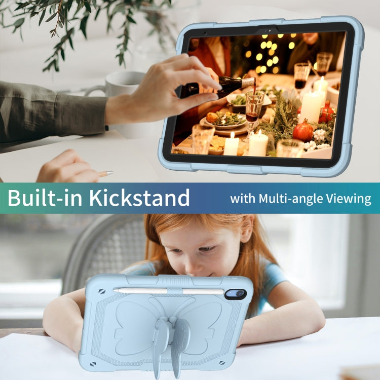 For iPad 2025 / 2022 Butterfly Kickstand Heavy Duty Hard Rugged Tablet Case(Ice Blue) - iPad 2025 / 2022 Cases by buy2fix | Online Shopping UK | buy2fix