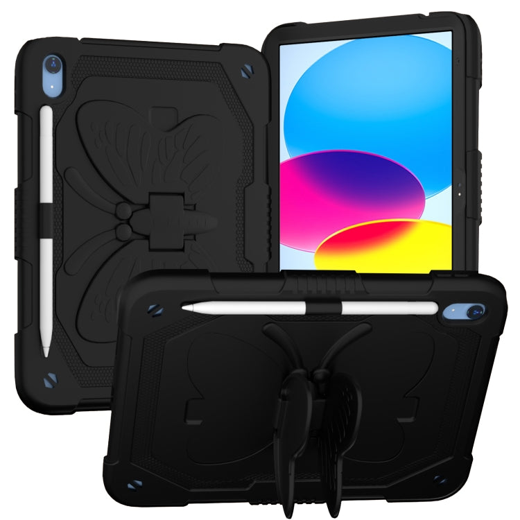 For iPad 2025 / 2022 Butterfly Kickstand Heavy Duty Hard Rugged Tablet Case(Black) - iPad 2025 / 2022 Cases by buy2fix | Online Shopping UK | buy2fix