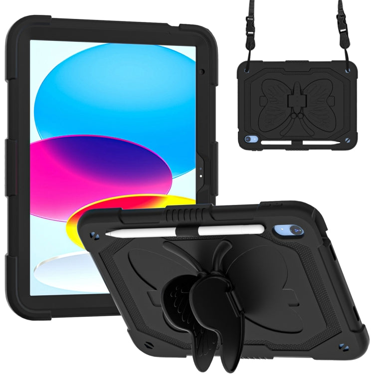 For iPad 2025 / 2022 Butterfly Kickstand Heavy Duty Hard Rugged Tablet Case(Black) - iPad 2025 / 2022 Cases by buy2fix | Online Shopping UK | buy2fix