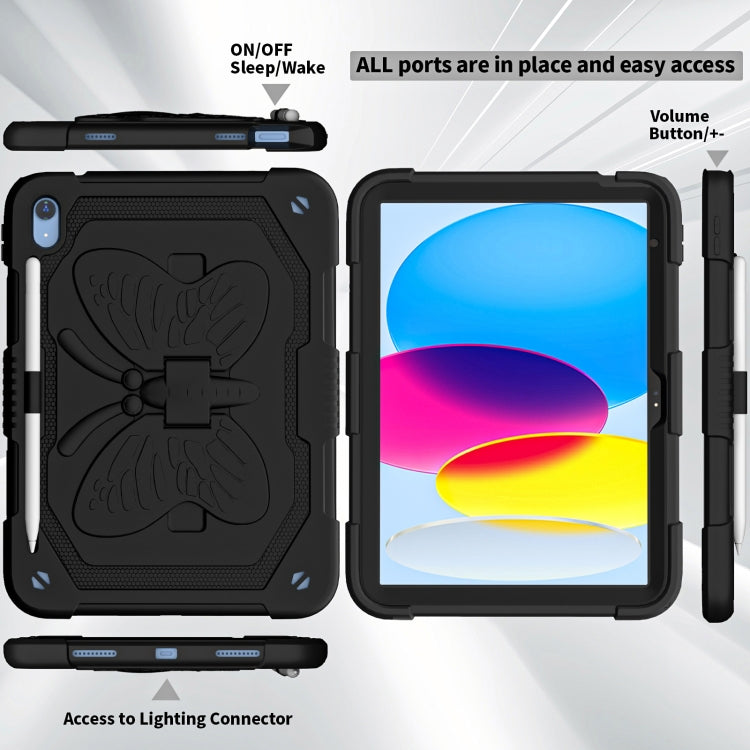 For iPad 2025 / 2022 Butterfly Kickstand Heavy Duty Hard Rugged Tablet Case(Black) - iPad 2025 / 2022 Cases by buy2fix | Online Shopping UK | buy2fix