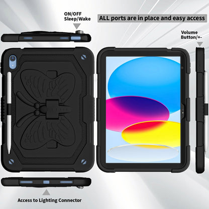 For iPad 2025 / 2022 Butterfly Kickstand Heavy Duty Hard Rugged Tablet Case(Black) - iPad 2025 / 2022 Cases by buy2fix | Online Shopping UK | buy2fix