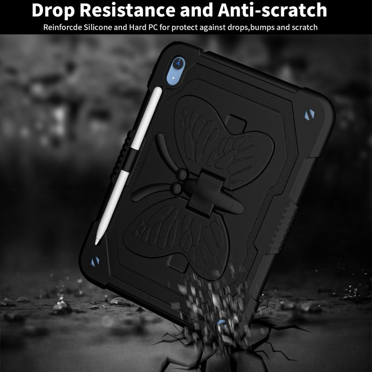 For iPad 2025 / 2022 Butterfly Kickstand Heavy Duty Hard Rugged Tablet Case(Black) - iPad 2025 / 2022 Cases by buy2fix | Online Shopping UK | buy2fix