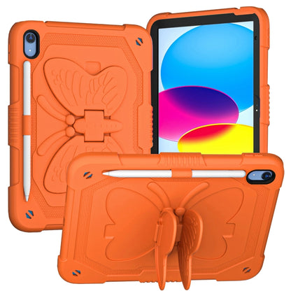 For iPad 2025 / 2022 Butterfly Kickstand Heavy Duty Hard Rugged Tablet Case(Gold Orange) - iPad 2025 / 2022 Cases by buy2fix | Online Shopping UK | buy2fix