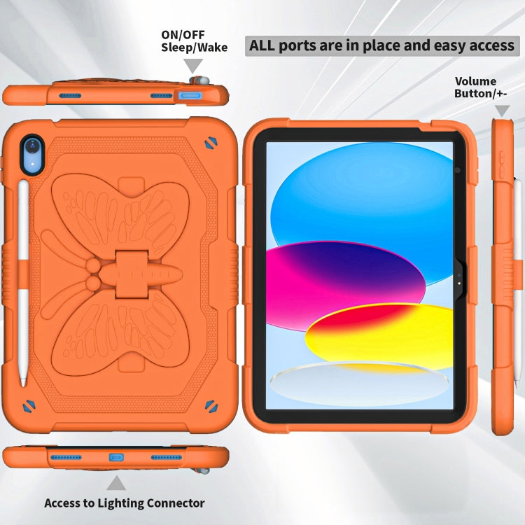 For iPad 2025 / 2022 Butterfly Kickstand Heavy Duty Hard Rugged Tablet Case(Gold Orange) - iPad 2025 / 2022 Cases by buy2fix | Online Shopping UK | buy2fix