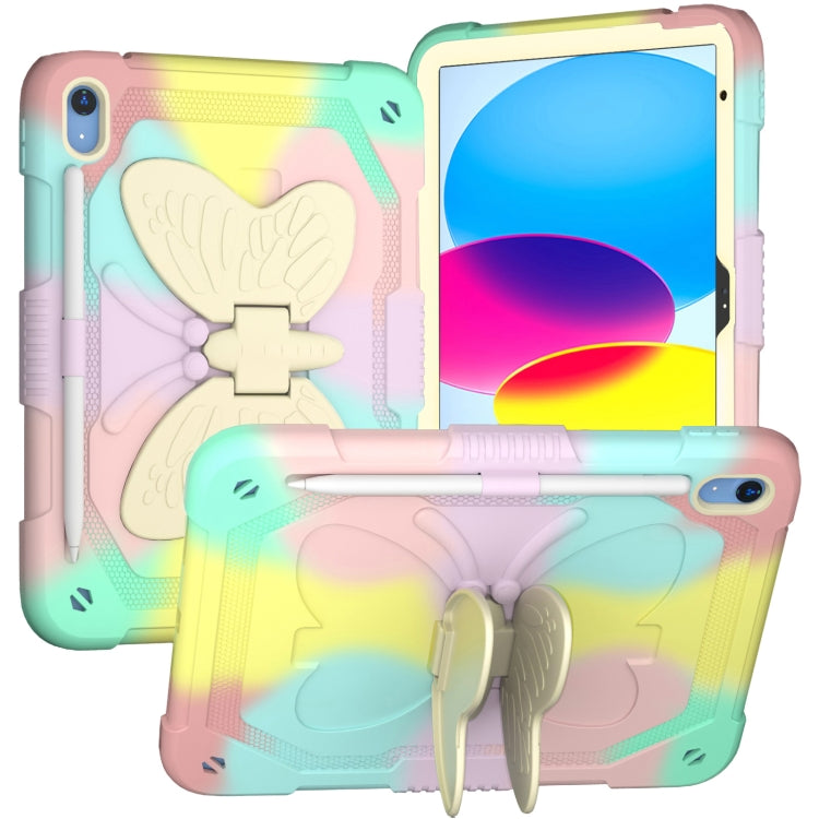 For iPad 2025 / 2022 Butterfly Kickstand Heavy Duty Hard Rugged Tablet Case(Colorful Rose Gold) - iPad 2025 / 2022 Cases by buy2fix | Online Shopping UK | buy2fix