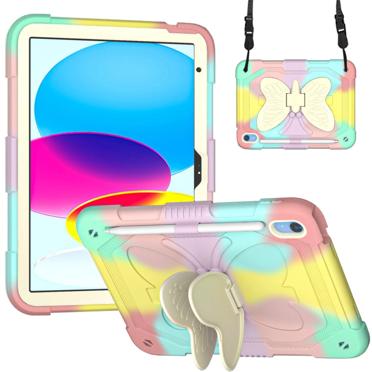 For iPad 2025 / 2022 Butterfly Kickstand Heavy Duty Hard Rugged Tablet Case(Colorful Rose Gold) - iPad 2025 / 2022 Cases by buy2fix | Online Shopping UK | buy2fix