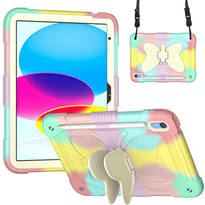 For iPad 2025 / 2022 Butterfly Kickstand Heavy Duty Hard Rugged Tablet Case(Colorful Rose Gold) - iPad 2025 / 2022 Cases by buy2fix | Online Shopping UK | buy2fix