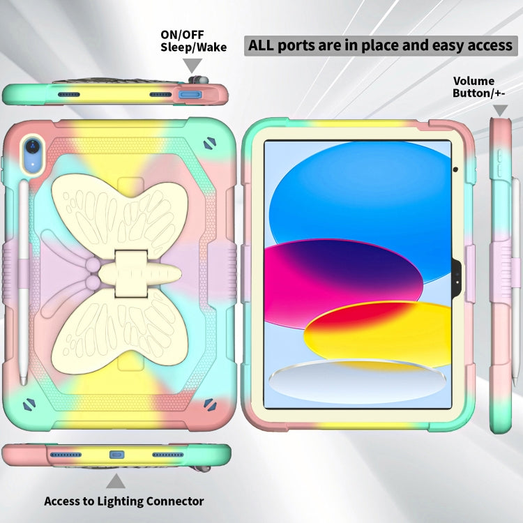 For iPad 2025 / 2022 Butterfly Kickstand Heavy Duty Hard Rugged Tablet Case(Colorful Rose Gold) - iPad 2025 / 2022 Cases by buy2fix | Online Shopping UK | buy2fix