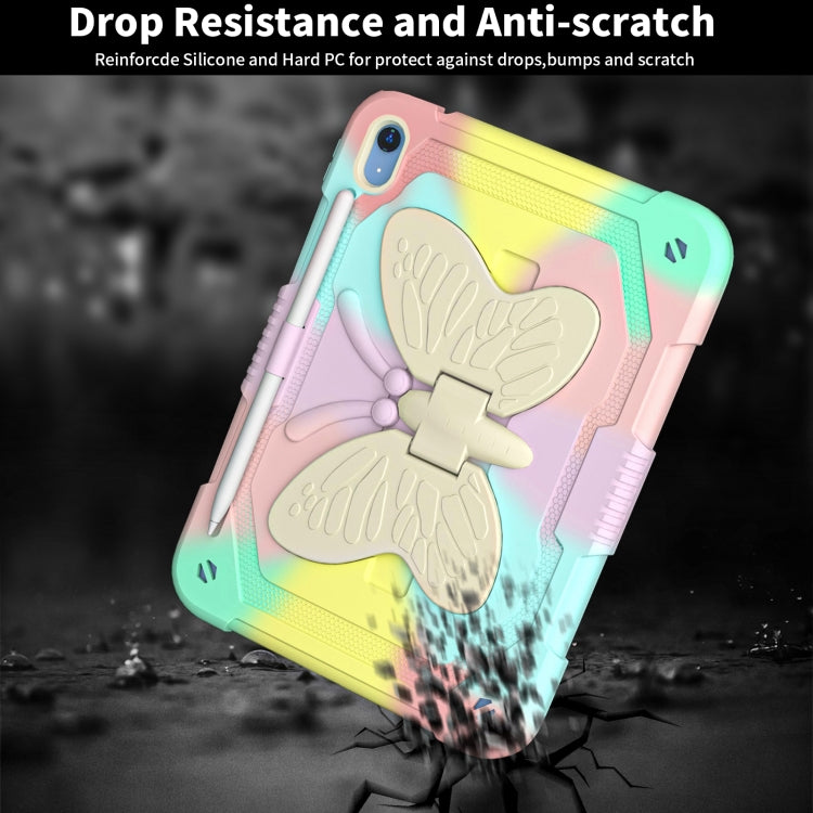 For iPad 2025 / 2022 Butterfly Kickstand Heavy Duty Hard Rugged Tablet Case(Colorful Rose Gold) - iPad 2025 / 2022 Cases by buy2fix | Online Shopping UK | buy2fix