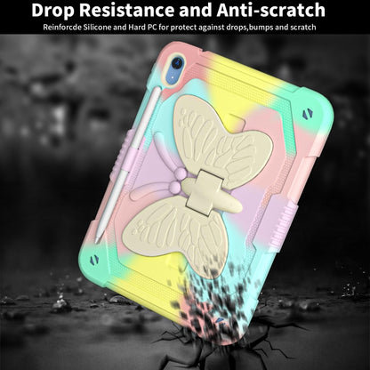 For iPad 2025 / 2022 Butterfly Kickstand Heavy Duty Hard Rugged Tablet Case(Colorful Rose Gold) - iPad 2025 / 2022 Cases by buy2fix | Online Shopping UK | buy2fix
