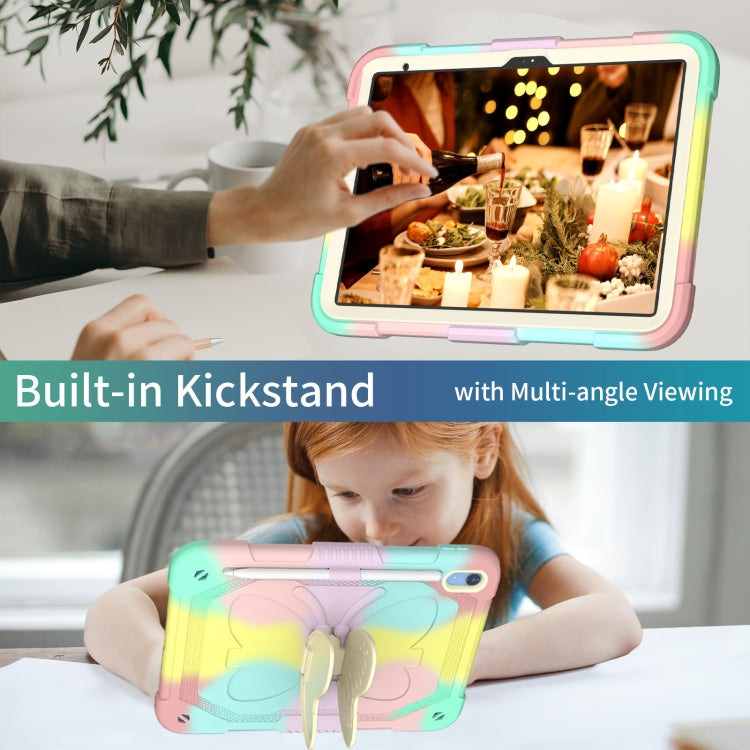 For iPad 2025 / 2022 Butterfly Kickstand Heavy Duty Hard Rugged Tablet Case(Colorful Rose Gold) - iPad 2025 / 2022 Cases by buy2fix | Online Shopping UK | buy2fix