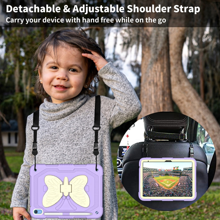 For iPad 2025 / 2022 Butterfly Kickstand Heavy Duty Hard Rugged Tablet Case(Gream Light Purple) - iPad 2025 / 2022 Cases by buy2fix | Online Shopping UK | buy2fix