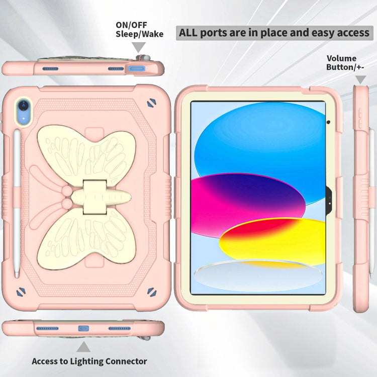 For iPad 2025 / 2022 Butterfly Kickstand Heavy Duty Hard Rugged Tablet Case(Gream Rose Pink) - iPad 2025 / 2022 Cases by buy2fix | Online Shopping UK | buy2fix