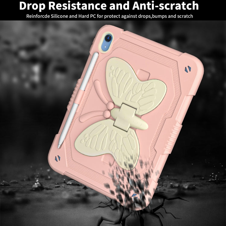 For iPad 2025 / 2022 Butterfly Kickstand Heavy Duty Hard Rugged Tablet Case(Gream Rose Pink) - iPad 2025 / 2022 Cases by buy2fix | Online Shopping UK | buy2fix