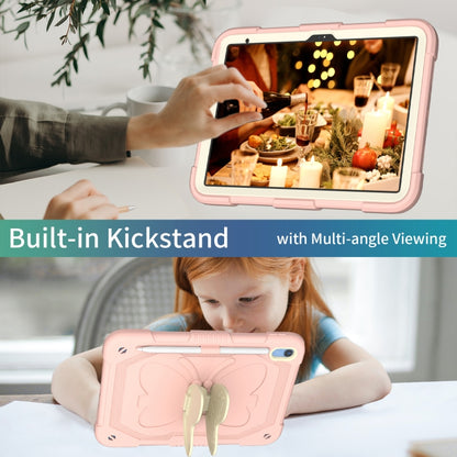 For iPad 2025 / 2022 Butterfly Kickstand Heavy Duty Hard Rugged Tablet Case(Gream Rose Pink) - iPad 2025 / 2022 Cases by buy2fix | Online Shopping UK | buy2fix