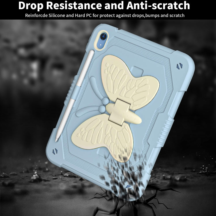 For iPad 2025 / 2022 Butterfly Kickstand Heavy Duty Hard Rugged Tablet Case(Gream Ice Blue) - iPad 2025 / 2022 Cases by buy2fix | Online Shopping UK | buy2fix