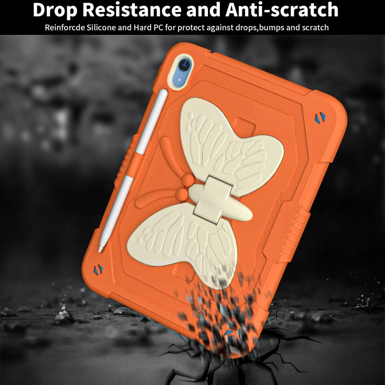 For iPad 2025 / 2022 Butterfly Kickstand Heavy Duty Hard Rugged Tablet Case(Gream Gold Orange) - iPad 2025 / 2022 Cases by buy2fix | Online Shopping UK | buy2fix