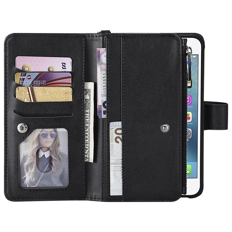 For iPhone 7 Plus / 8 Plus 2 in 1 Solid Color Zipper Shockproof Protective Case with Card Slots & Bracket & Photo Holder & Wallet Function(Black) - More iPhone Cases by buy2fix | Online Shopping UK | buy2fix