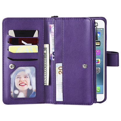 For iPhone 7 Plus / 8 Plus 2 in 1 Solid Color Zipper Shockproof Protective Case with Card Slots & Bracket & Photo Holder & Wallet Function(Purple) - More iPhone Cases by buy2fix | Online Shopping UK | buy2fix