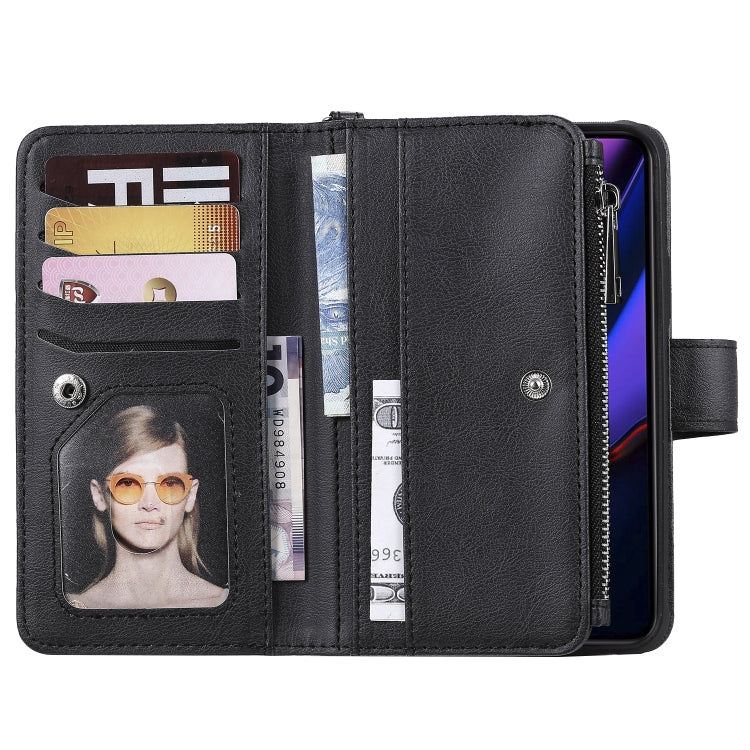 For iPhone 11 Pro 2 in 1 Solid Color Zipper Shockproof Protective Case with Card Slots & Bracket & Photo Holder & Wallet Function(Black) - iPhone 11 Pro Cases by buy2fix | Online Shopping UK | buy2fix