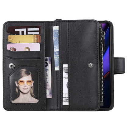 For iPhone 11 Pro 2 in 1 Solid Color Zipper Shockproof Protective Case with Card Slots & Bracket & Photo Holder & Wallet Function(Black) - iPhone 11 Pro Cases by buy2fix | Online Shopping UK | buy2fix