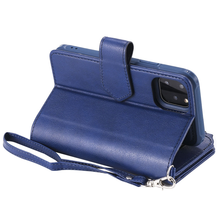 For iPhone 11 Pro 2 in 1 Solid Color Zipper Shockproof Protective Case with Card Slots & Bracket & Photo Holder & Wallet Function(Blue) - iPhone 11 Pro Cases by buy2fix | Online Shopping UK | buy2fix