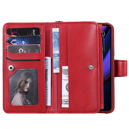 For iPhone 11 Pro 2 in 1 Solid Color Zipper Shockproof Protective Case with Card Slots & Bracket & Photo Holder & Wallet Function(Red) - iPhone 11 Pro Cases by buy2fix | Online Shopping UK | buy2fix