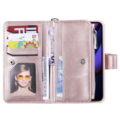 For iPhone 11 Pro 2 in 1 Solid Color Zipper Shockproof Protective Case with Card Slots & Bracket & Photo Holder & Wallet Function(Rose Gold) - iPhone 11 Pro Cases by buy2fix | Online Shopping UK | buy2fix